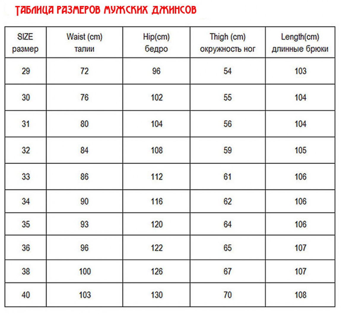 Американские Размеры Джинсов